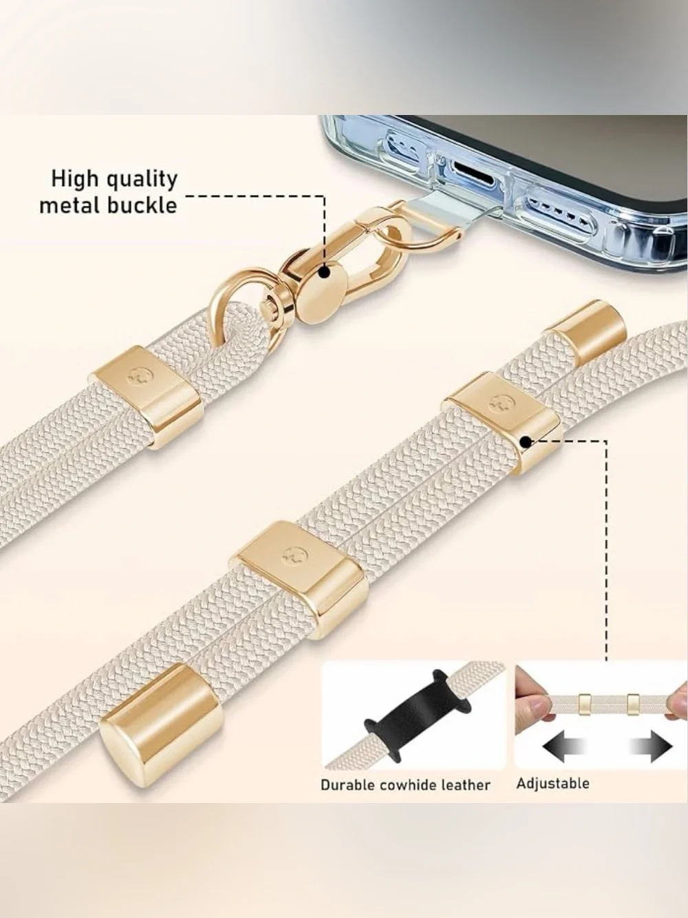 Phone Lanyard Bundle: Crossbody & Gold Chain Wrist Strap